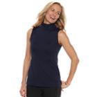 Women's Croft & Barrow&reg; Mockneck Sleeveless Top, Size: Medium, Dark Blue