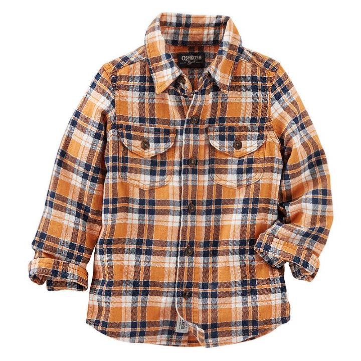 Boys 4-8 Oshkosh B'gosh&reg; Two-pocket Plaid Button-down Shirt, Boy's, Size: 4, Orange