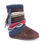 Muk Luks Women's Riley Striped Boot Slippers, Size: Medium, Brown