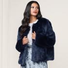 Lc Lauren Conrad Runway Collection Faux-fur Jacket - Women's, Size: L-xl, Blue (navy)