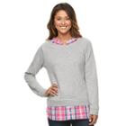 Women's Caribbean Joe Mock-layer Pullover, Size: Small, Med Pink
