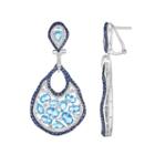 Sterling Silver Cubic Zirconia Teardrop Earrings, Women's, Blue