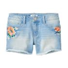 Girls 7-16 Mudd&reg; Light Wash Embroidered Flower Jean Shorts, Girl's, Size: 10, Light Blue