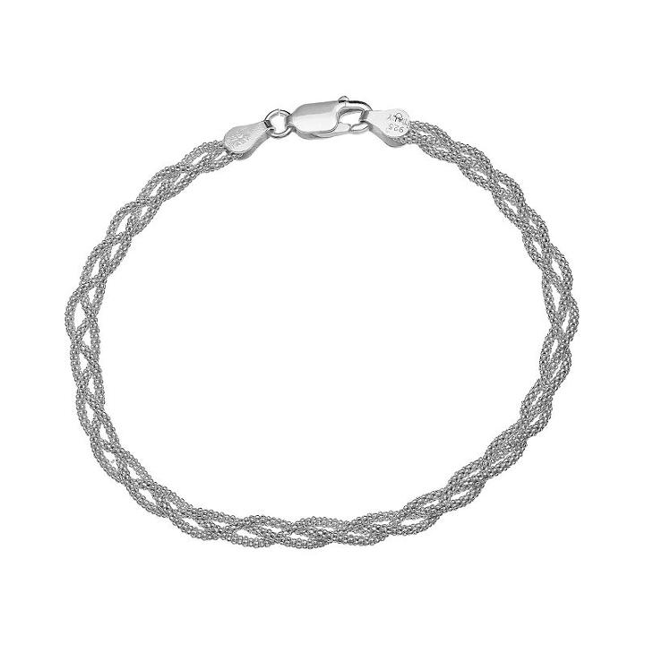 Primrose Sterling Silver Braided Popcorn Bracelet, Women's, Size: 7.5, Grey