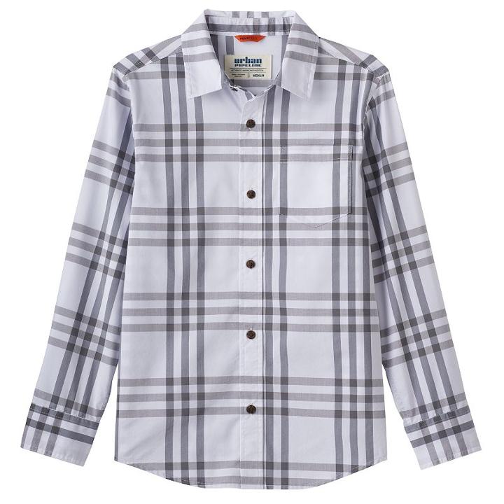 Boys 8-20 Urban Pipeline&reg; Plaid Button-down Shirt, Boy's, Size: Small, White