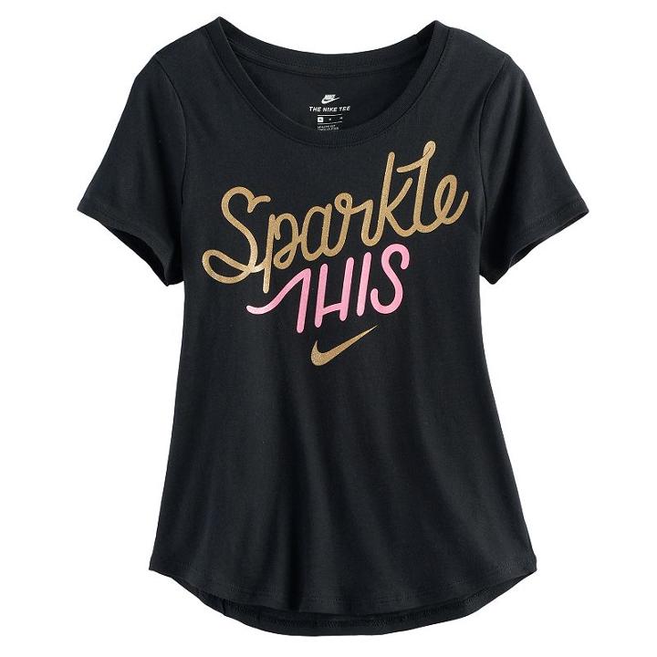 Girls 7-16 Nike Sparkle This Graphic Tee, Size: Xl, Grey (charcoal)