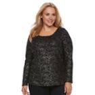 Plus Size Jennifer Lopez Bar Back Boucle Top, Women's, Size: 1xl, Black