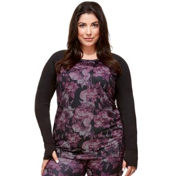Plus Size Hottotties By Terramar Ashley Raglan Long Sleeve Top, Women's, Size: 3xl, Brown Over