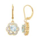 Sky Blue Topaz 18k Gold Over Silver Flower Drop Earrings, Women's