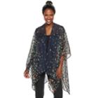 Women's Apt. 9&reg; Satin Striped Floral Ruana, Blue (navy)