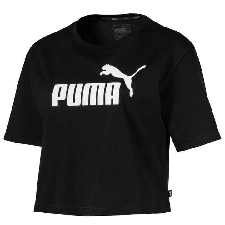 Women's Puma Cropped Graphic Tee, Size: Small, Black
