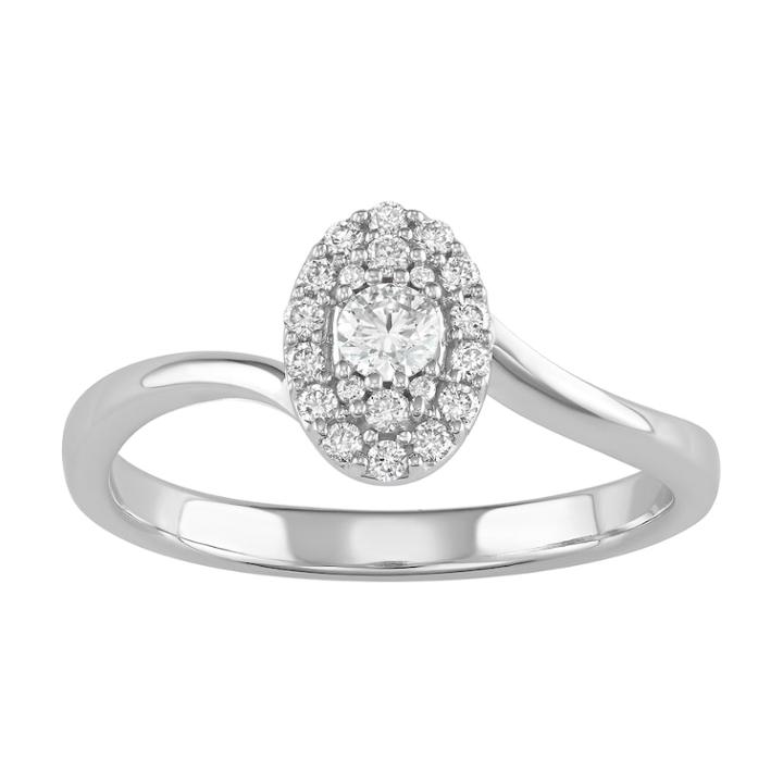 10k White Gold 1/4 Carat T.w. Diamond Oval Cluster Ring, Women's, Size: 6