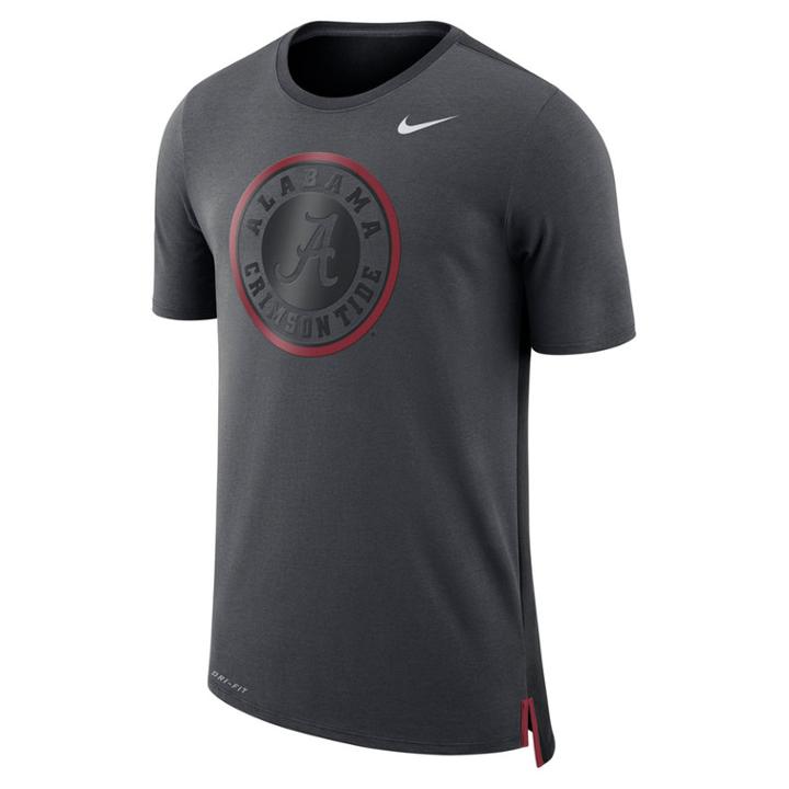 Men's Nike Alabama Crimson Tide Dri-fit Mesh Back Travel Tee, Size: Small, Grey (anthracite)
