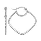 Amore By Simone I. Smith Platinum Over Silver Crystal Square Inside-out Hoop Earrings, Women's, White