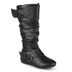 Journee Girls' Buckle Boots, Size: 13, Black