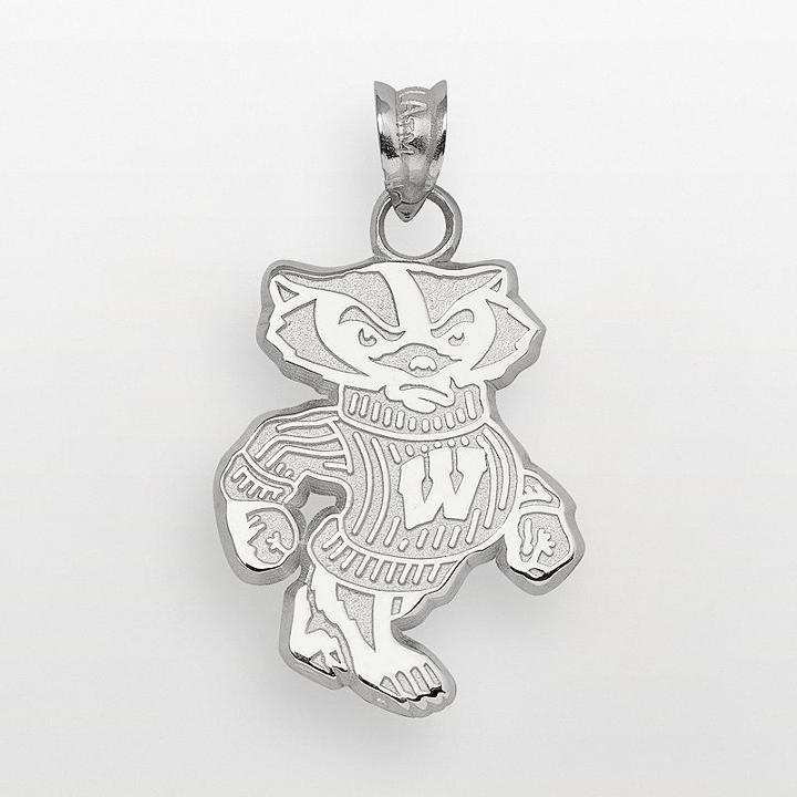 Wisconsin Badgers Sterling Silver Mascot Pendant, Women's, Size: 3/4, Multicolor