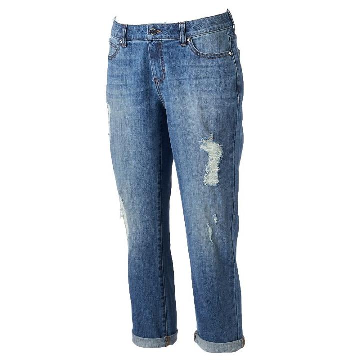 Women's Jennifer Lopez Ripped Capri Jeans, Size: 8, Med Blue