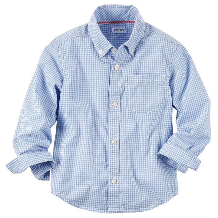 Boys 4-8 Carter's Plaid Poplin Button-down Shirt, Boy's, Size: 4, Blue