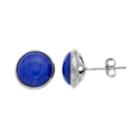 Sterling Silver Lapis Lazuli Button Stud Earrings, Women's, Blue