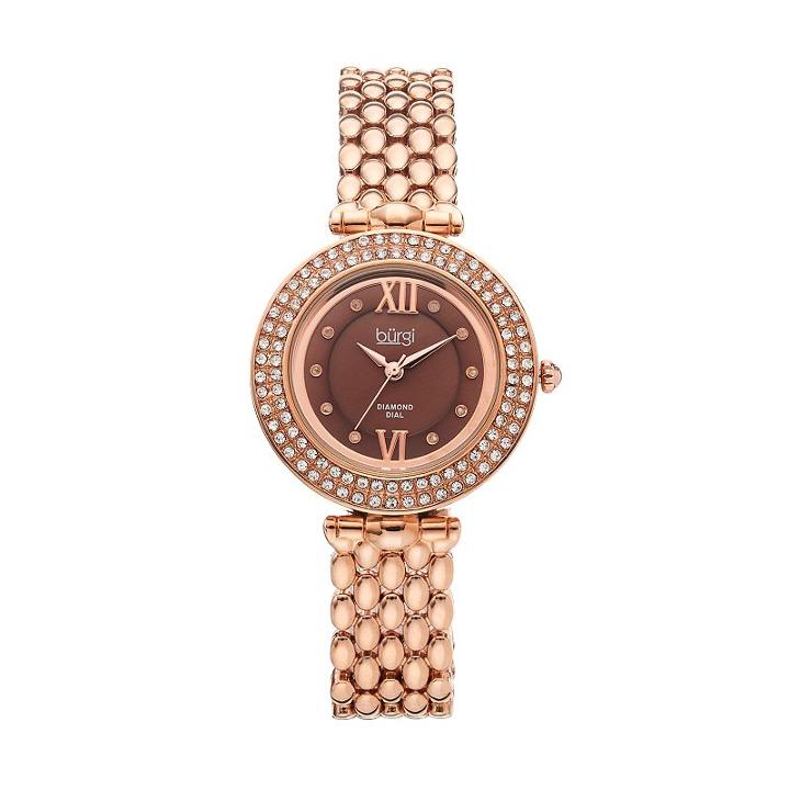 Burgi Women's Diamond & Crystal Swiss Watch, Pink