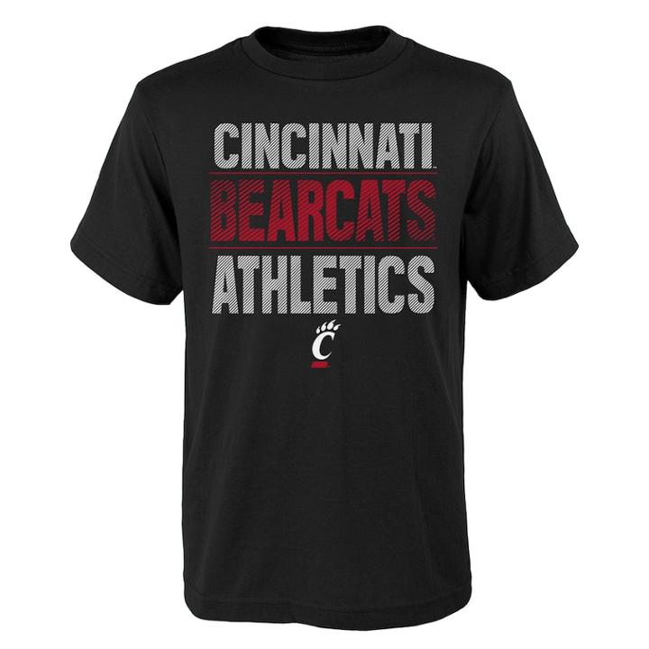 Boys' 4-18 Cincinnati Bearcats Light Streaks Tee, Size: 4-5, Black
