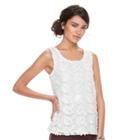 Women's Elle&trade; Embroidered Mesh Tank, Size: Xl, White