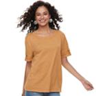 Juniors' Mudd&reg; Lace-up Sleeve Boxy Varsity Tee, Teens, Size: Xs, Drk Orange