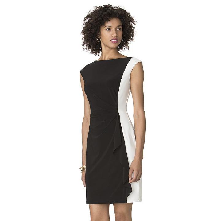 Petite Chaps Colorblock Sheath Dress, Women's, Size: Xl Petite, Black