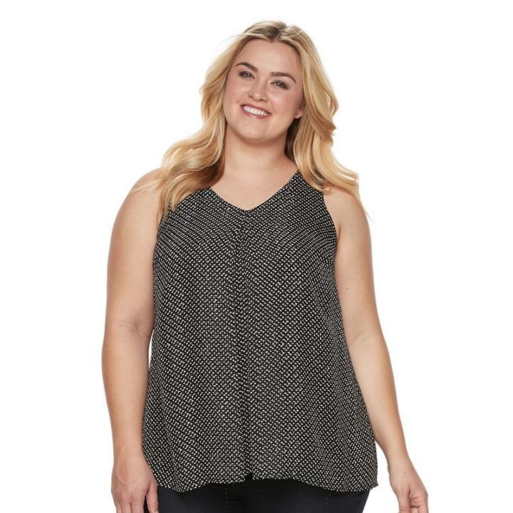 Plus Size Apt. 9&reg; Printed Popover Tank, Women's, Size: 0x, Black
