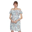 Maternity A:glow Print Off-the-shoulder Babydoll Dress, Women's, Size: M-mat, Light Blue