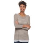 Women's Apt. 9&reg; Layered Pointelle Sweater, Size: Small, Med Beige