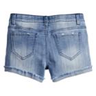 Girls 7-16 & Plus Size Mudd&reg; Extreme Wash Frayed Cuff Denim Shorts, Size: 14, Dark Blue