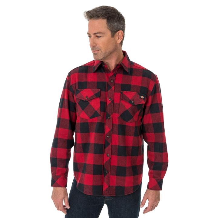 Big & Tall Dickies Brawny Plaid Flannel Button-down Shirt, Men's, Size: 3xl Tall, Red