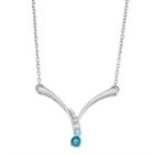 Sterling Silver Gemstone V Necklace, Women's, Blue