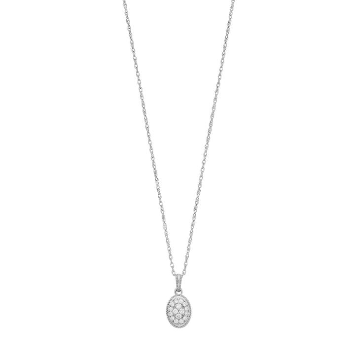 Lc Lauren Conrad 10k White Gold 1/7 Carat T.w. Diamond Oval Pendant, Women's, Size: 18