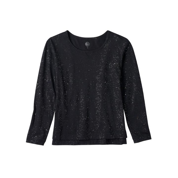 Girls 7-16 So&reg; Relaxed Core Split High-low Hem Glitter Tee, Girl's, Size: 16, Black