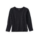 Girls 7-16 So&reg; Relaxed Core Split High-low Hem Glitter Tee, Girl's, Size: 16, Black