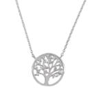 Sophie Miller Cubic Zirconia Sterling Silver Tree Of Life Necklace, Women's, Size: 18, White