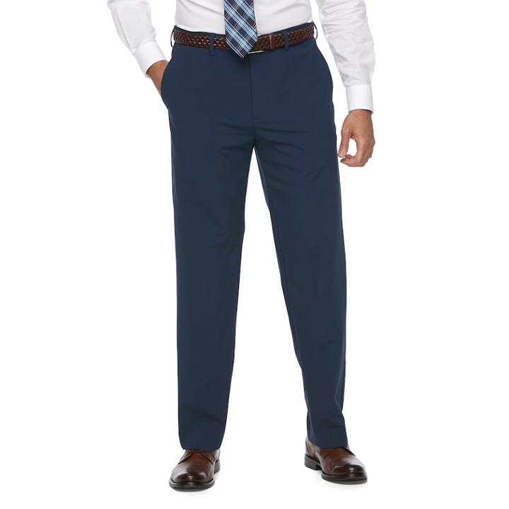 Men's Croft & Barrow&reg; True Comfort 4-way Stretch Classic-fit Flat-front Dress Pants, Size: 36x29, Blue