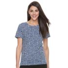 Petite Croft & Barrow&reg; Essential Crewneck Tee, Women's, Size: L Petite, Blue