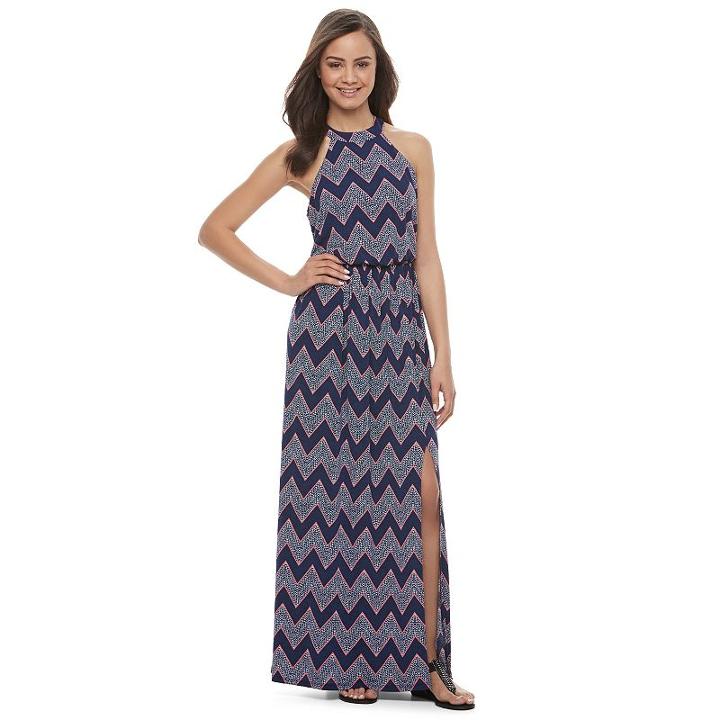 Juniors' Trixxi Halter Maxi Dress, Girl's, Size: Medium, Blue (navy)