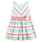 Girls Carter's 4-8 Sleeveless Multi Stripe Dress, Size: 8, Blue (wash)