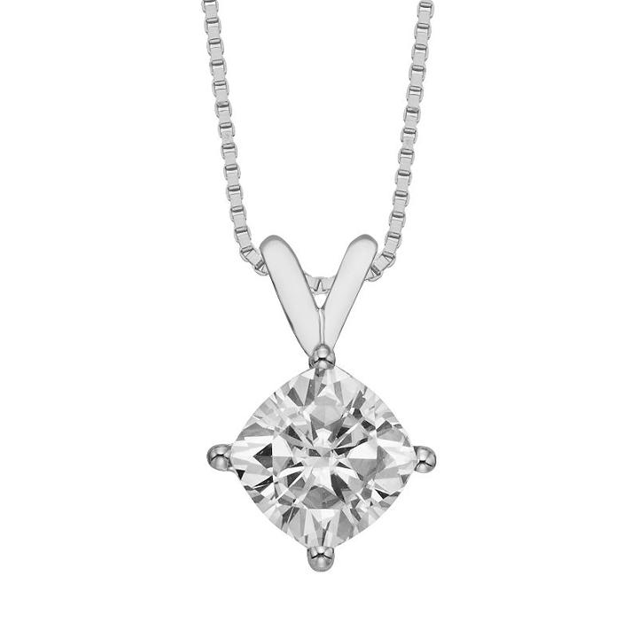 Forever Brilliant 14k Gold Cushion-cut 1 7/10-ct. T.w. Lab-created Moissanite Pendant, Women's, Size: 18