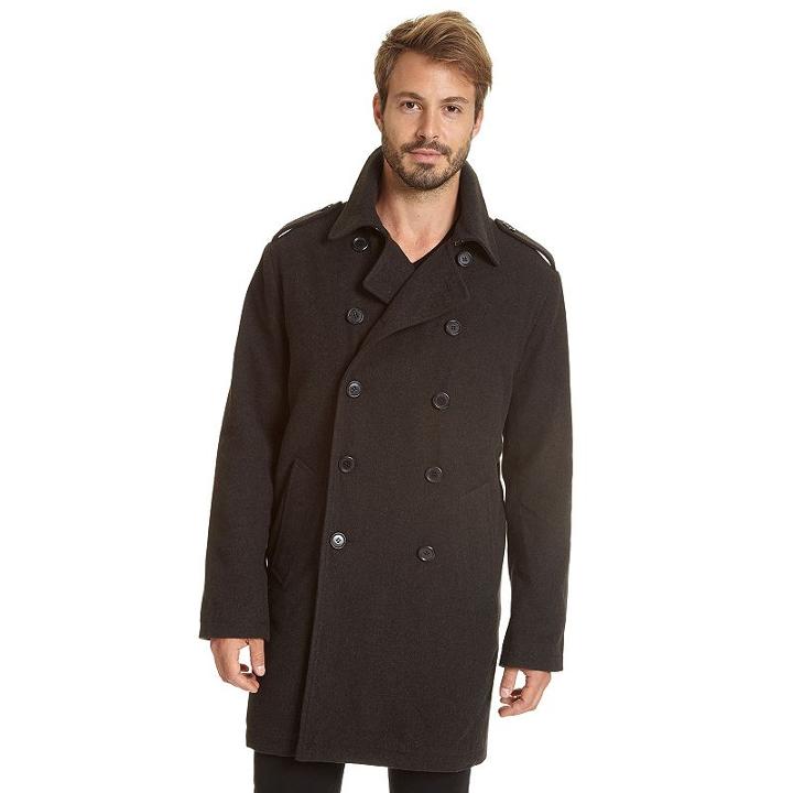 Big & Tall Excelled Double-breasted Wool-blend Military Peacoat, Men's, Size: 4xb, Grey (charcoal)