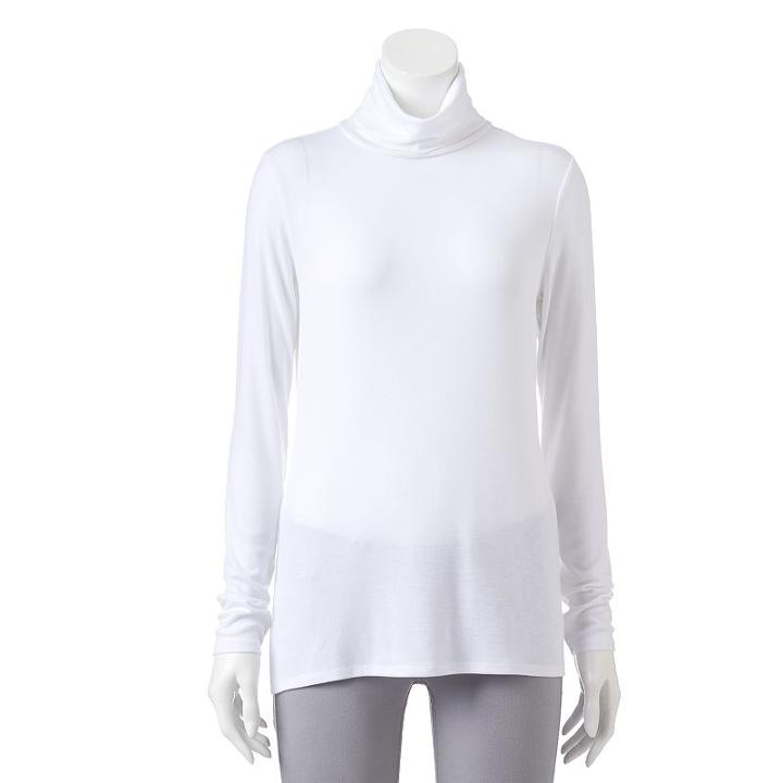 Women's Apt. 9&reg; Essential Turtleneck, Size: Medium, White