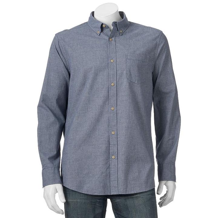 Men's Sonoma Goods For Life&trade; Jaspe Modern-fit Button-down Shirt, Size: Medium, Blue