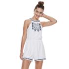 Juniors' Three Pink Hearts Embroidered High Neck Romper, Teens, Size: Xl, White