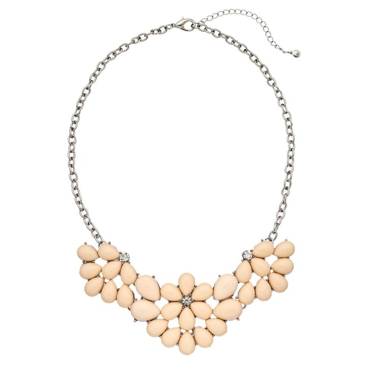 Peach Teardrop Petal Flower Statement Necklace, Women's, Lt Brown