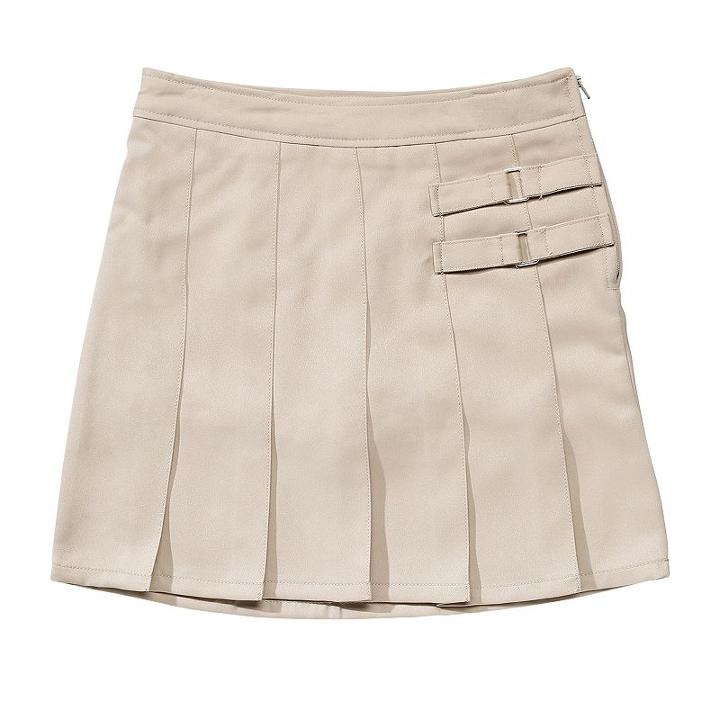 Girls 4-20 & Plus Size French Toast School Uniform 2-buckle Solid Skort, Girl's, Size: 16, Beig/green (beig/khaki)