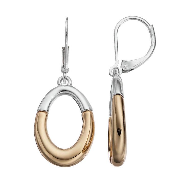 Dana Buchman Oval Two Tone Drop Earrings, Women's, Multicolor